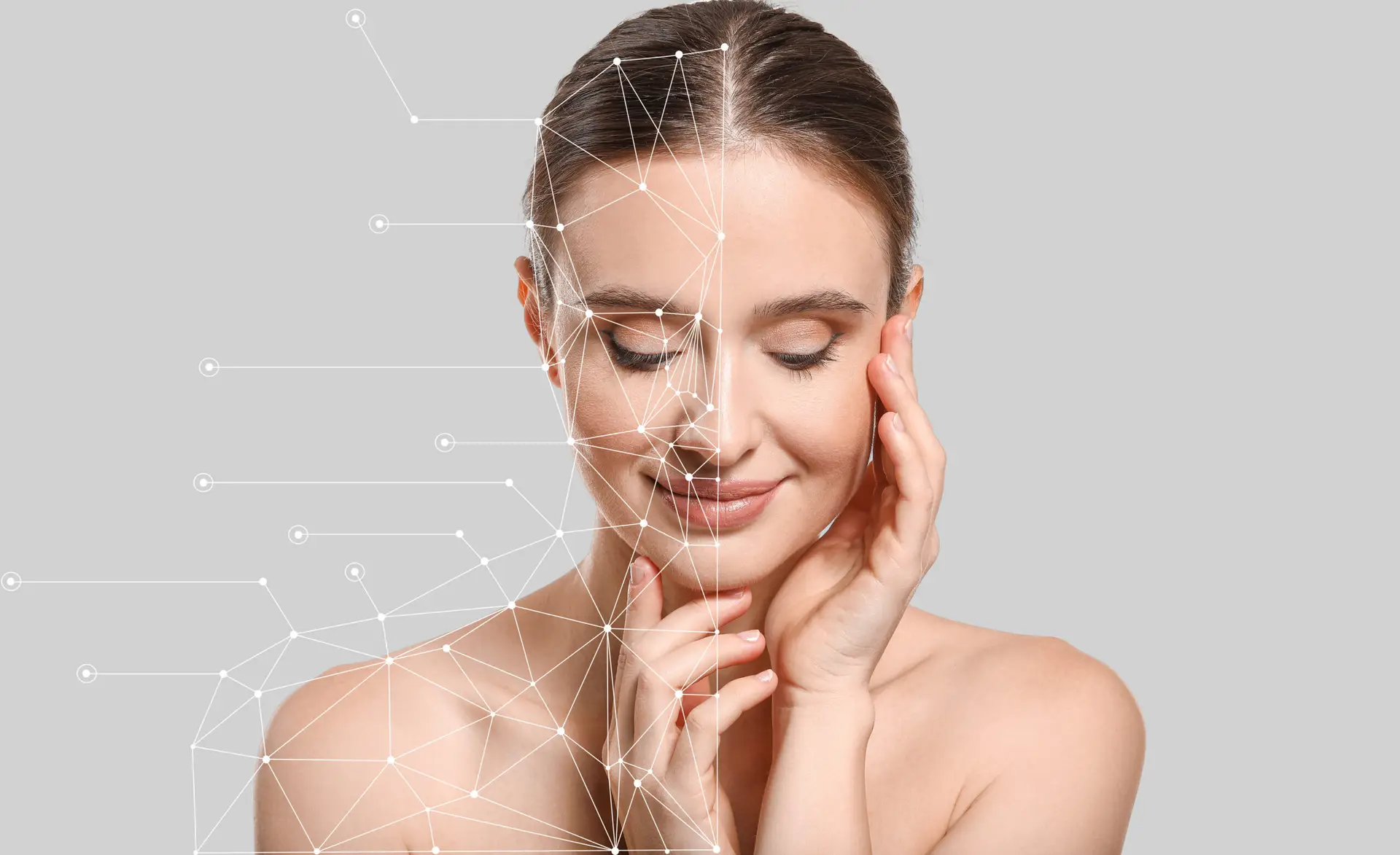 beautiful young woman on light background. skin care concept